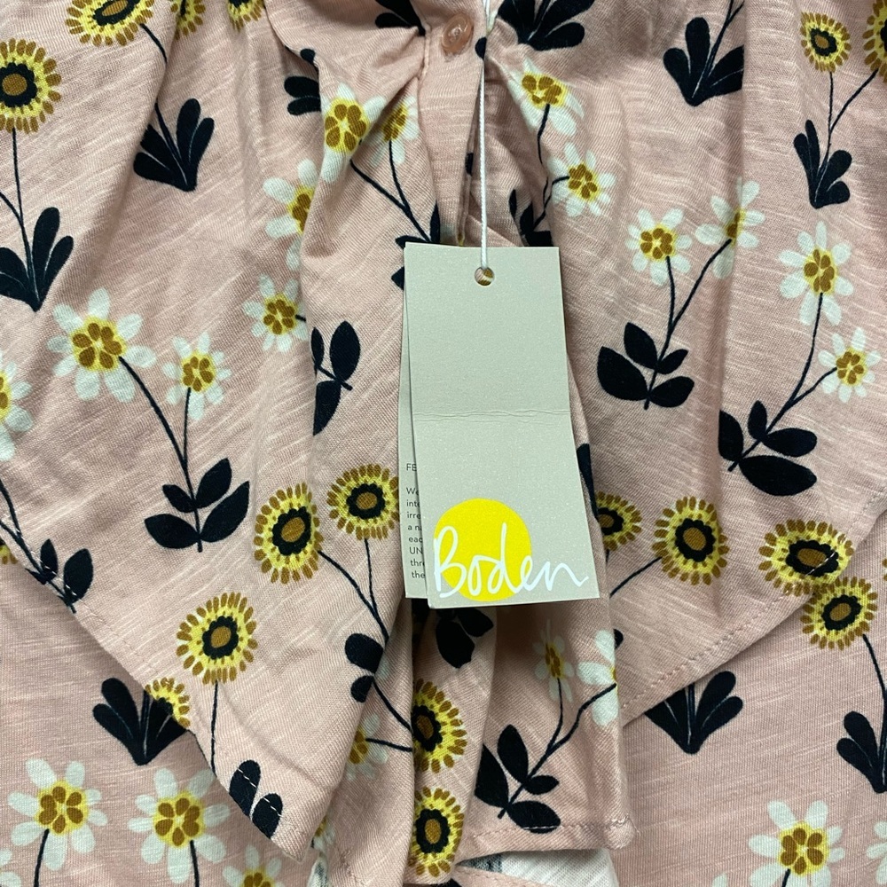 NWT Boden Dusty Rose Floral Ruffle Front Shirt Size 6R - Picture 5 of 10